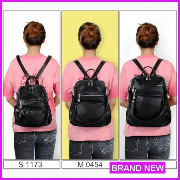 Vegan Leather Convertible Backpack Purse Fashion Designer Rucksack with Tassel main image 4
